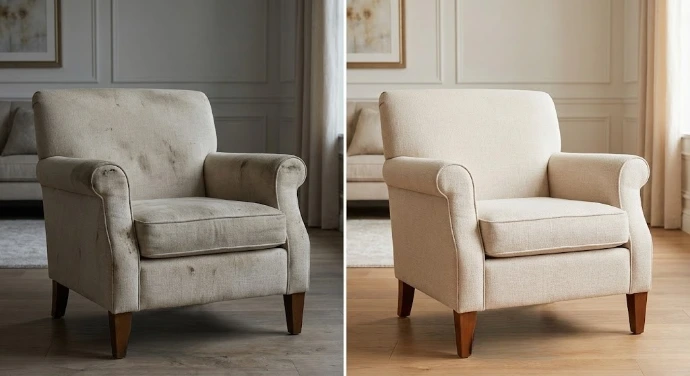 Avant après nettoyage canapé fauteuil Lyon injecteur extracteur